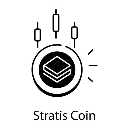 Téléchargez les illustrations : Icône Stratis coin. contour blockchain monnaie - en licence libre de droit