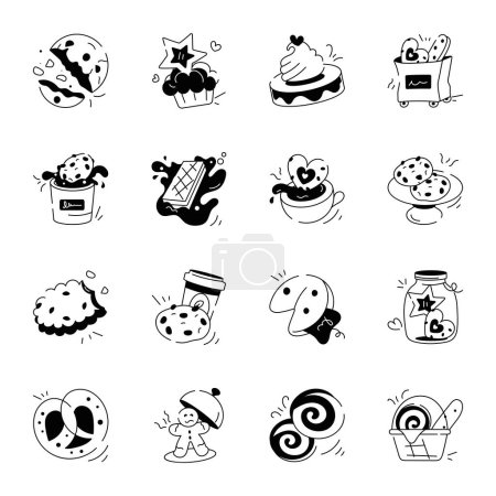 Illustration for A doodle icons of cookies - Royalty Free Image