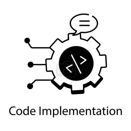 Téléchargez les illustrations : Implémentation de code icône vectorielle noir et blanc - en licence libre de droit