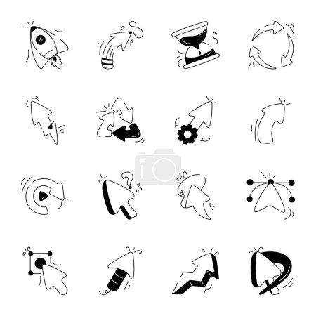 Illustration for Mouse cursors, black and white icons set - Royalty Free Image