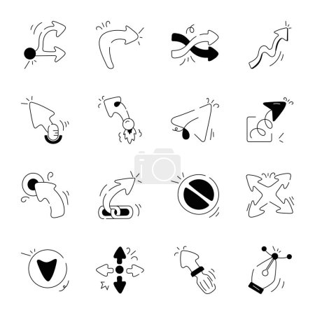 Mouse cursors, black and white icons set