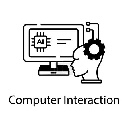 Illustration for Computer interaction black and white vector icon - Royalty Free Image