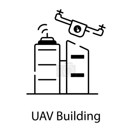 Téléchargez les illustrations : Drone d'air et icône de construction sur fond blanc - en licence libre de droit