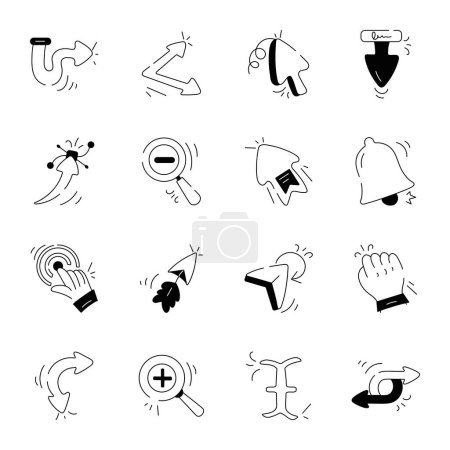 Conjunto de cursores de ratón, iconos en blanco y negro