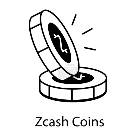 Zcash-Münzsymbol. Umriss der Blockchain-Währung 