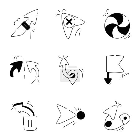 Ilustración de Conjunto de cursores de ratón, iconos en blanco y negro - Imagen libre de derechos