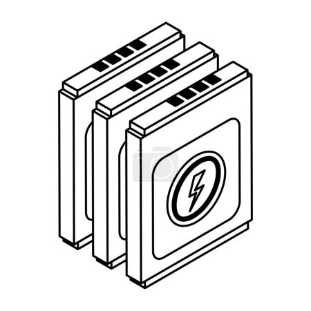 Téléchargez les illustrations : Illustration vectorielle d'icône isolée de dispositif de charge de batterie graphique - en licence libre de droit