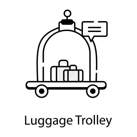 Téléchargez les illustrations : Icône de chariot à bagages dans la conception de contour. illustration vectorielle - en licence libre de droit