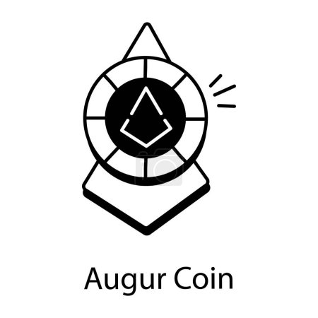 Icono de moneda Augur, estilo de contorno
