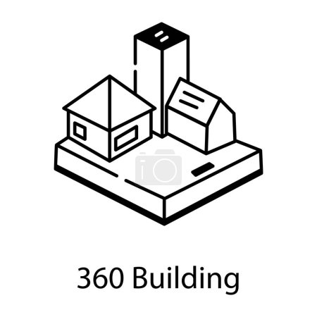Téléchargez les illustrations : Icône bâtiment 360, illustration vectorielle - en licence libre de droit