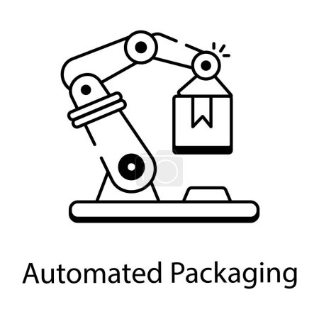 Téléchargez les illustrations : Conception de ligne d'emballage automatisé, illustration vectorielle - en licence libre de droit