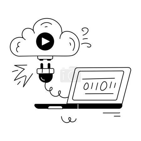 Ilustración de Dibujos animados garabatos dibujados a mano de la computación en nube - Imagen libre de derechos