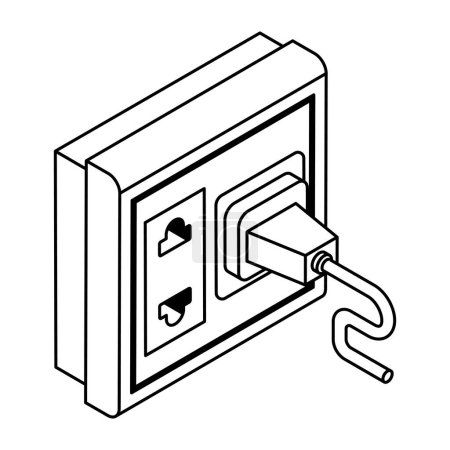Illustration for Plug icon, outline style - Royalty Free Image