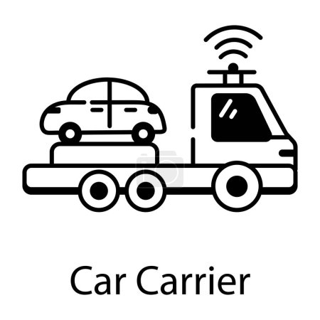 Téléchargez les illustrations : Icône de support de voiture dans le vecteur de conception de ligne - en licence libre de droit