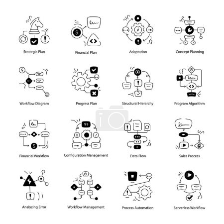 Illustration for Strategy workflow icon set in flat design, vector illustration - Royalty Free Image