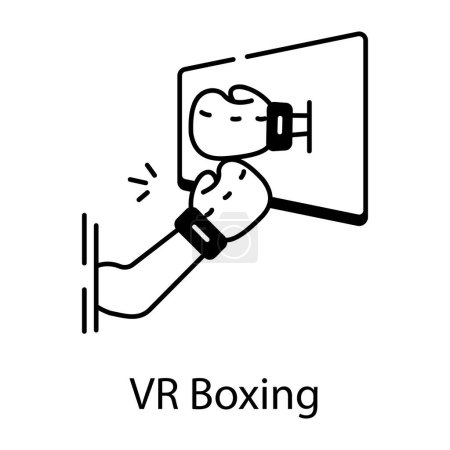 Téléchargez les illustrations : Icône de boxe en réalité virtuelle, style contour - en licence libre de droit