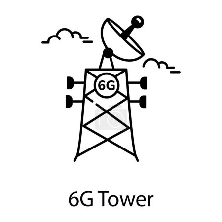 Ilustración de Ilustración vectorial del icono de la torre 6G - Imagen libre de derechos