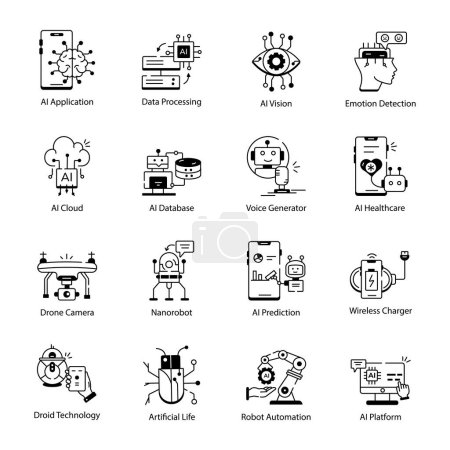 Téléchargez les illustrations : Les dernières technologies, la robotique et l'intelligence artificielle concept - en licence libre de droit