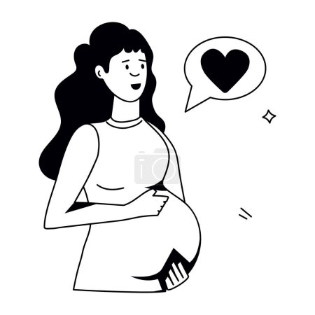 Foto de Mujer embarazada con corazón en el habla burbuja vector ilustración diseño - Imagen libre de derechos