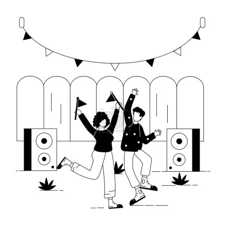 Foto de Pareja joven bailando en fiesta, vector ilustración diseño - Imagen libre de derechos