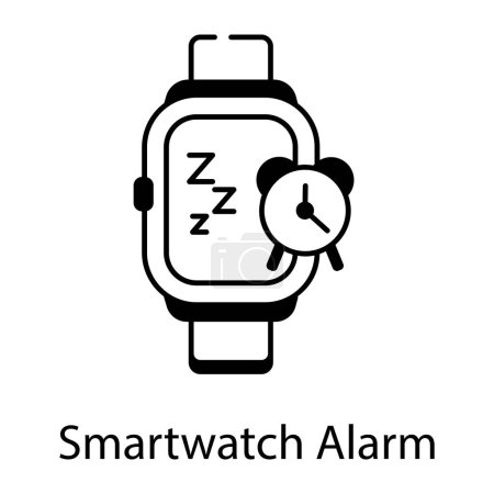 Illustration for Smartwatch alarm icon in outline style - Royalty Free Image