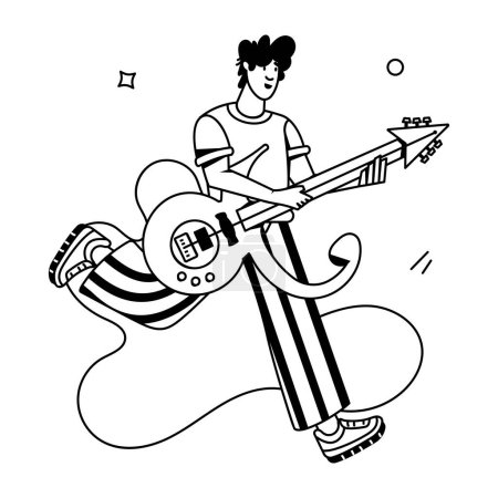 Téléchargez les illustrations : Homme jouant vecteur de guitare - en licence libre de droit