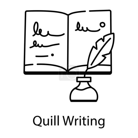Ilustración de Esquema de diseño del icono de escritura de pluma - Imagen libre de derechos