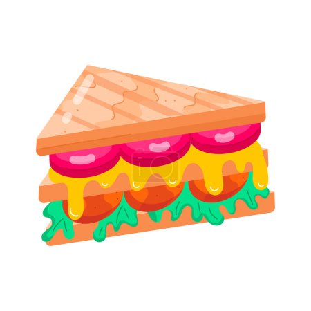 Ilustración de Sabroso sándwich aislado sobre fondo blanco - Imagen libre de derechos