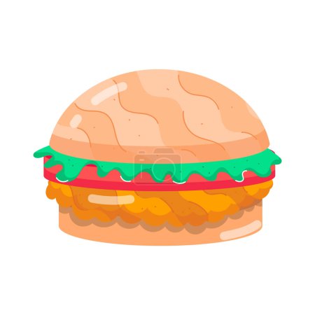 Téléchargez les illustrations : Délicieux hamburger fast food vecteur illustration design - en licence libre de droit