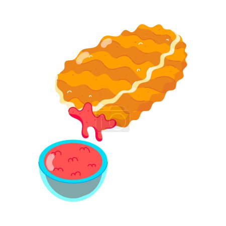 Téléchargez les illustrations : Pépite de poulet au ketchup, illustration vectorielle - en licence libre de droit