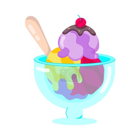 Foto de Vector ilustración de helado de frutas en vidrio - Imagen libre de derechos