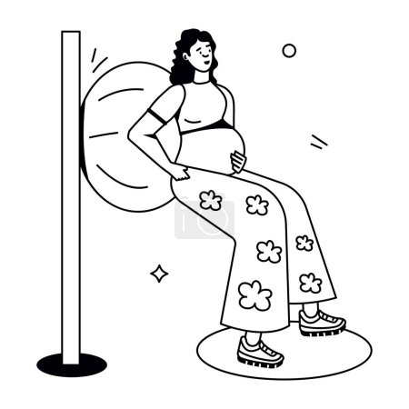 Téléchargez les illustrations : Pregnant woman expecting with ball, cartoon vector design - en licence libre de droit