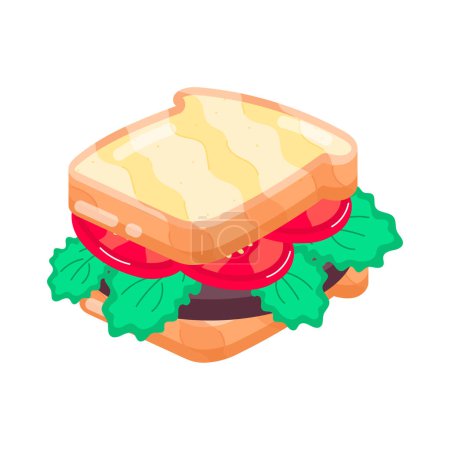 Ilustración de Vector ilustración de sándwich con carne y tomates - Imagen libre de derechos