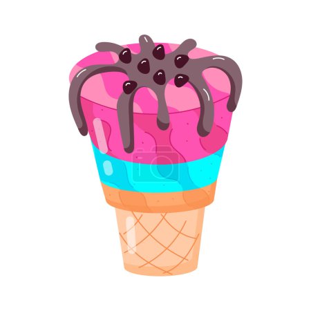 Téléchargez les illustrations : Illustration vectorielle de crème glacée dans un cône de gaufre. - en licence libre de droit