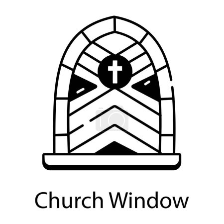 Illustration for Church window icon. black vector design illustration. - Royalty Free Image