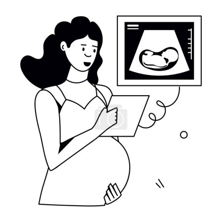 Foto de Mujer embarazada con una foto de ultrasonido del vector del bebé ilustración - Imagen libre de derechos