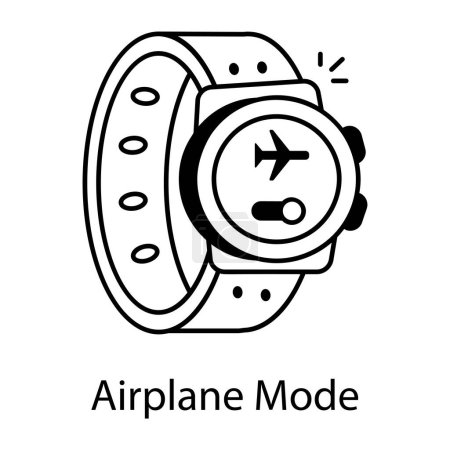 Foto de Avión con smartwatch línea icono diseño vector - Imagen libre de derechos