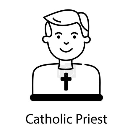Illustration for Catholic priest vector line design - Royalty Free Image