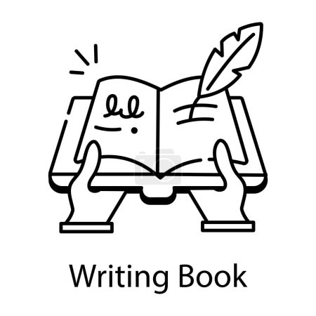 Foto de Línea icono de escribir libro y manos - Imagen libre de derechos