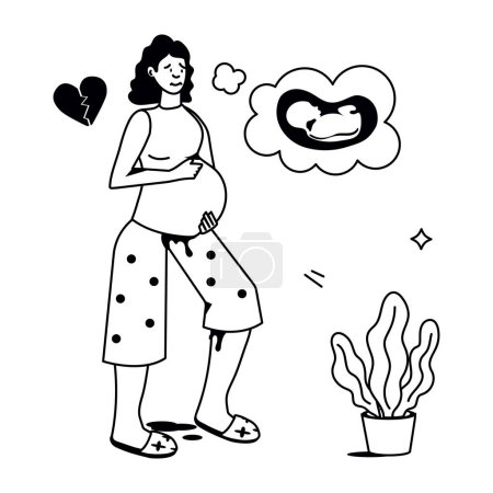 Téléchargez les illustrations : Illustration vectorielle de dessin animé femme enceinte - en licence libre de droit