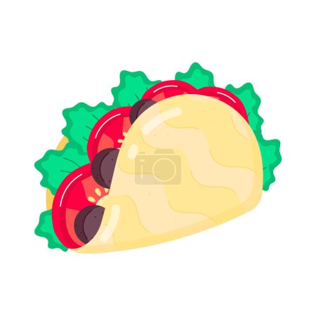 Ilustración de Taco mexicano con diseño de ilustración de vectores de salsa - Imagen libre de derechos
