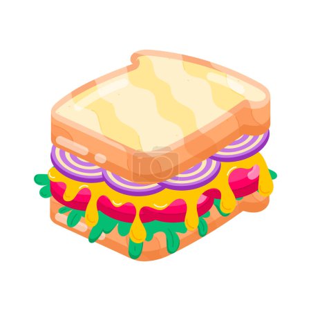 Téléchargez les illustrations : Sandwich au fromage et icône de la saucisse isolé - en licence libre de droit