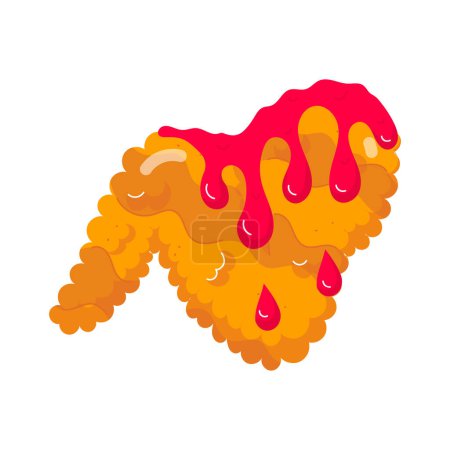 Téléchargez les illustrations : Dessin animé aile de poulet frit icône vectoriel illustration design - en licence libre de droit