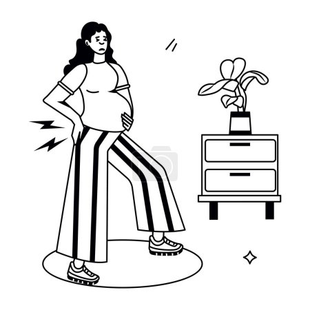 Téléchargez les illustrations : Illustration vectorielle dessin animé femme enceinte design graphique - en licence libre de droit