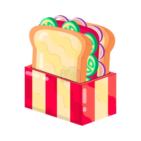 Téléchargez les illustrations : Sandwich dans la boîte icône vectorielle illustration - en licence libre de droit