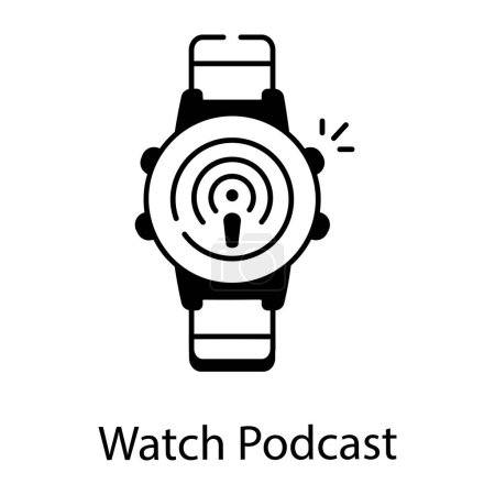Téléchargez les illustrations : Icône smartwatch, conception vectorielle de la ligne mince - en licence libre de droit