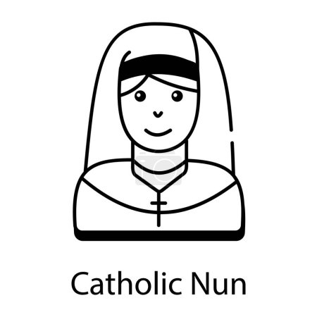Téléchargez les illustrations : Illustration vectorielle d'icône de nonne catholique - en licence libre de droit