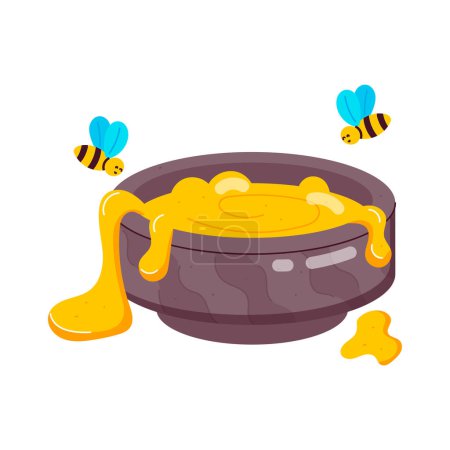 Foto de Tazón con miel y abejas icono vector ilustración - Imagen libre de derechos
