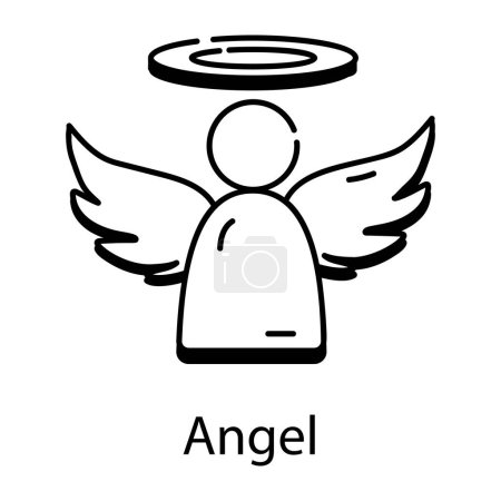 Ilustración de Ángel con alas icono. contorno icono de vector - Imagen libre de derechos