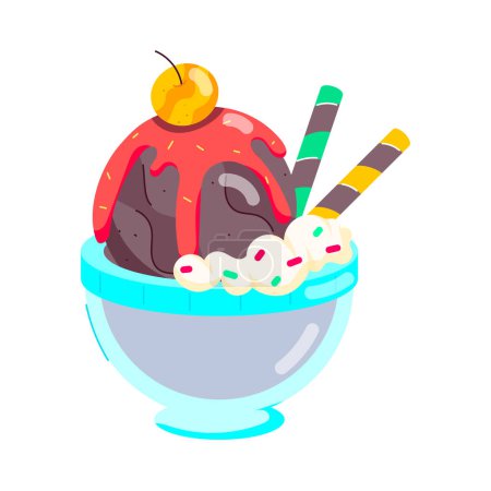 Téléchargez les illustrations : Illustration vectorielle de crème glacée savoureuse - en licence libre de droit